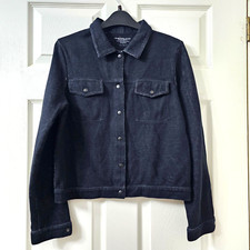 Majestic Filatures Jacket Size 1 Uk10 Blue Denim Shacket Overcoat Pockets Deluxe