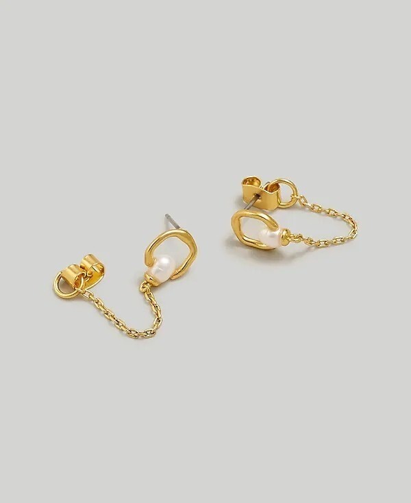 Madewell Womens Freshwater Pearl Chain Earrings