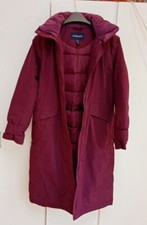Size (14-16)m Land's End Red Long Heavy Winter Coat Hooded80% Down Hardly Used