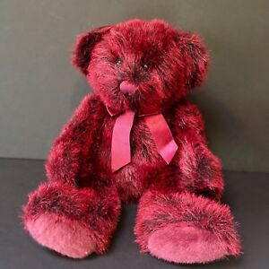 Red Black Teddy Bear w Bow Russ Berrie Russplus 13 