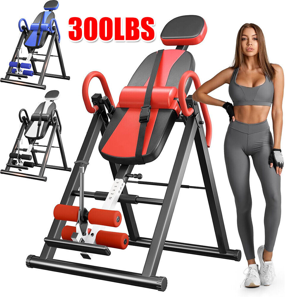 Heavy-Duty Inversion Table Lumbar Spine Support Adjustable Therapy Equipment US