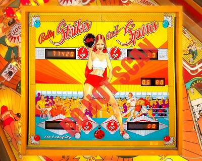 1978 Bally Strikes Spares Pinball Machine Backglass Playfield Art 8x10 Photo