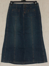 NEW WOMENS GAP JEANS LONG DISTRESSED BLUE JEAN DENIM SKIRT SIZE 2 NO SLITS