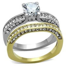 Damen Ring Set Gold Edelstahl cz 2,80 Karat Verlobung Ehering 1284