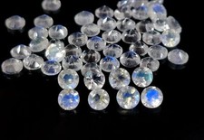 Natural High Quality Blue Fire Rainbow Moonstone Cut 2mm Round Cut Gemstone Lot