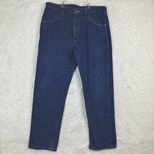 Vintage Rustler Mens Jeans Straight Leg Denim Indigo Wash Heavy Workwear 36x30