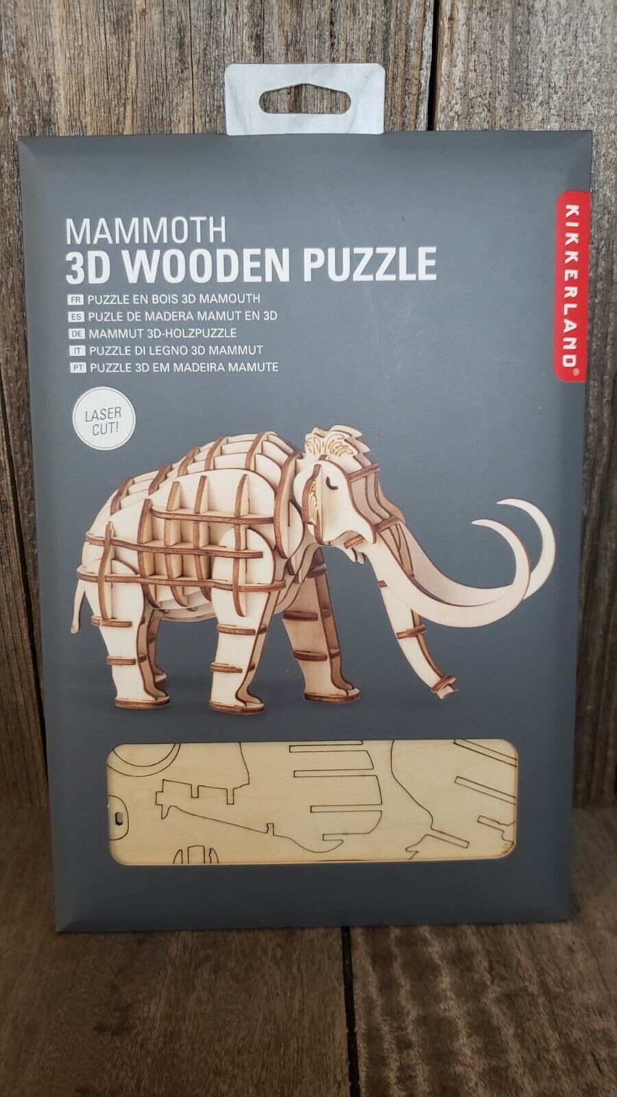 Kikkerland Mammoth 3D Wooden Puzzle Laser Cut 50 Pieces Prehisto