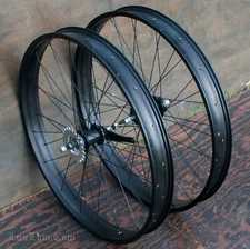 26" x 3.0" Black Chopper Cruiser Bike WHEELS - Wide Rim -Fat Slick Bicycle Tires