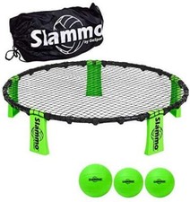 Slammo Game Set 3 Balls, Carrying Case -Outdoor Lawn, Beach Tailgating Round Net