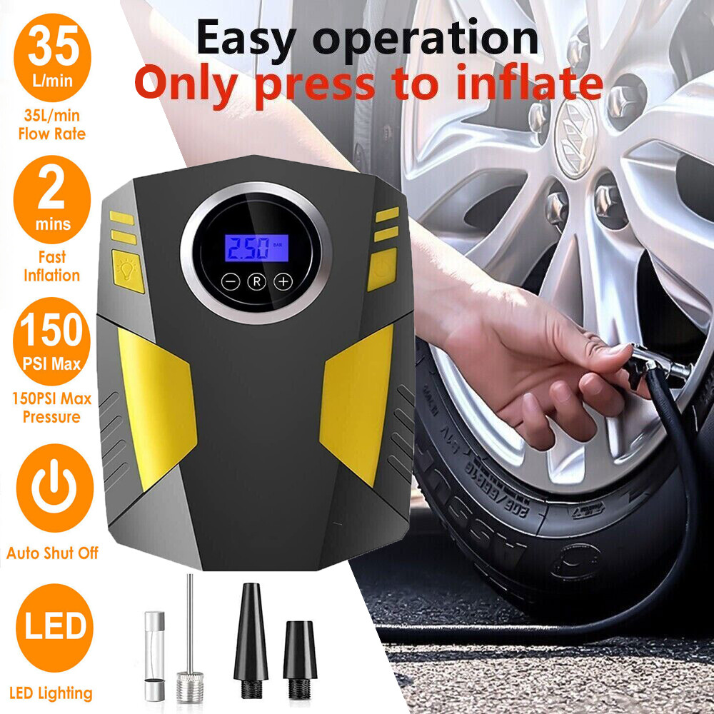 150 PSI Air Compressor Tire Inflator Air Pump Fits Car Moto Bike Tires Portable