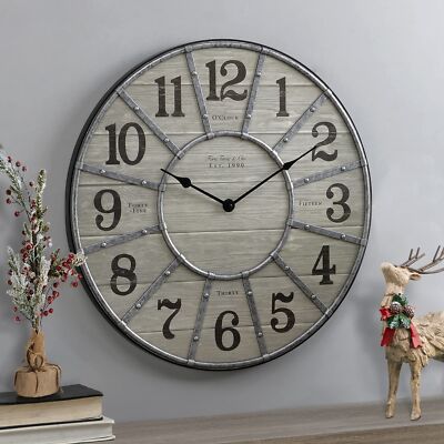 FirsTime & Co. 27'' Cooper Wall Clock, Gray/Galvanized