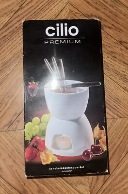 Chocolate Fondue Set Cilio Porcelain White New