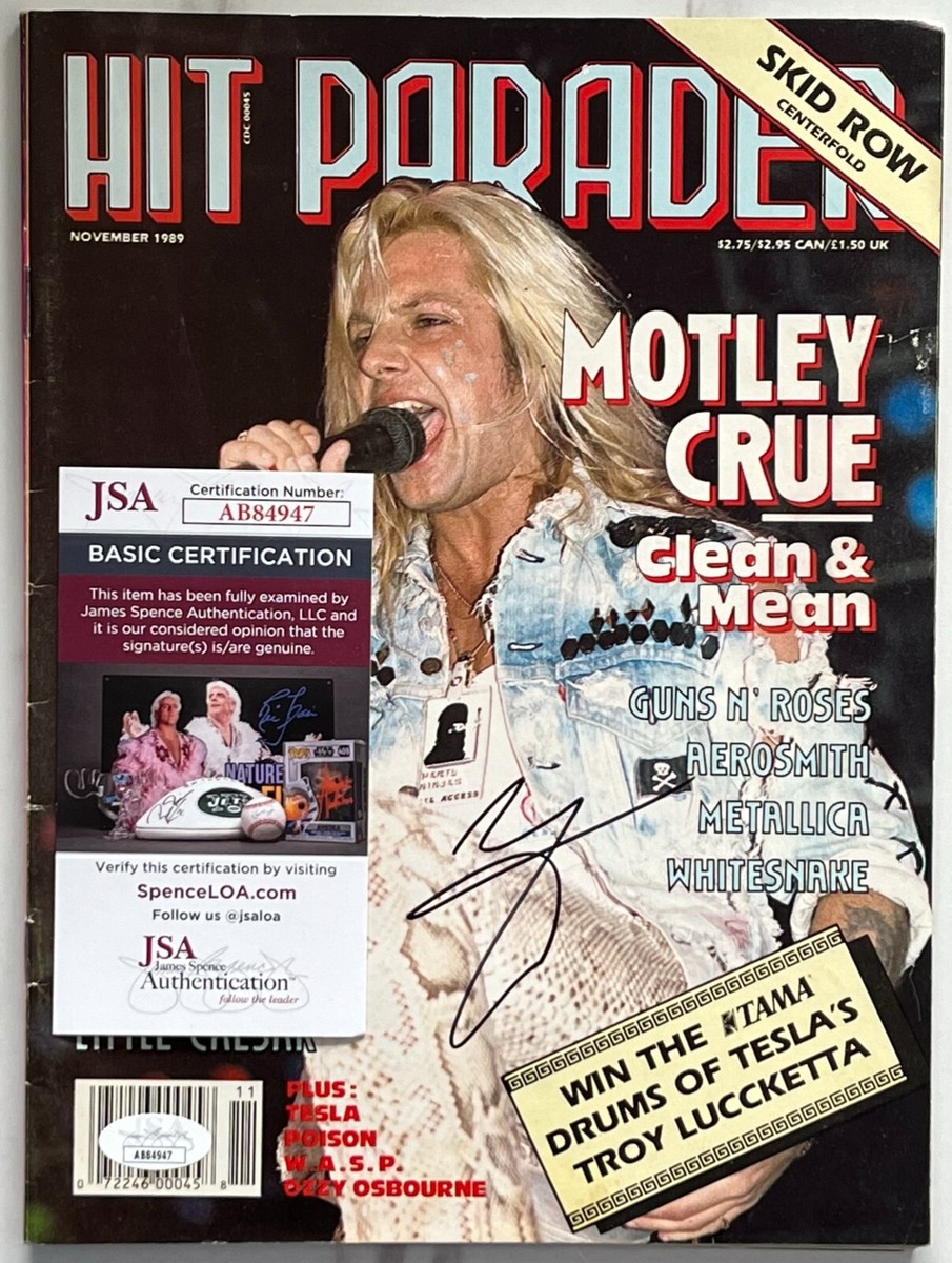 VINCE NEIL OF MOTLEY CRUE HAND SIGNED 1989 HIT PARADER FULL