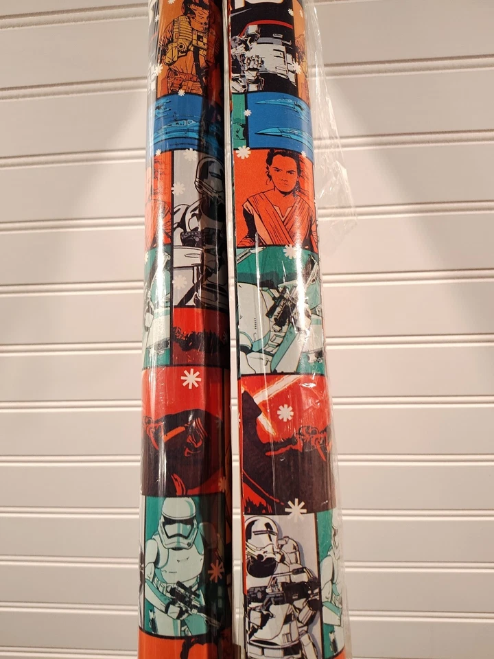 Vntg Star Wars The Force Awakens 2 Rolls 70 Sq Ft Each Gift Wrap Wrapping Paper - Image 3 of 4
