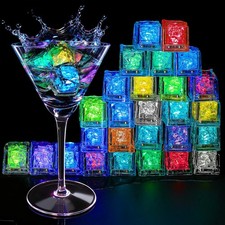 Light Up Ice Cubes, 96 Pack Multi Color Led Ice Cubes for Drinks IP67 Waterpr...