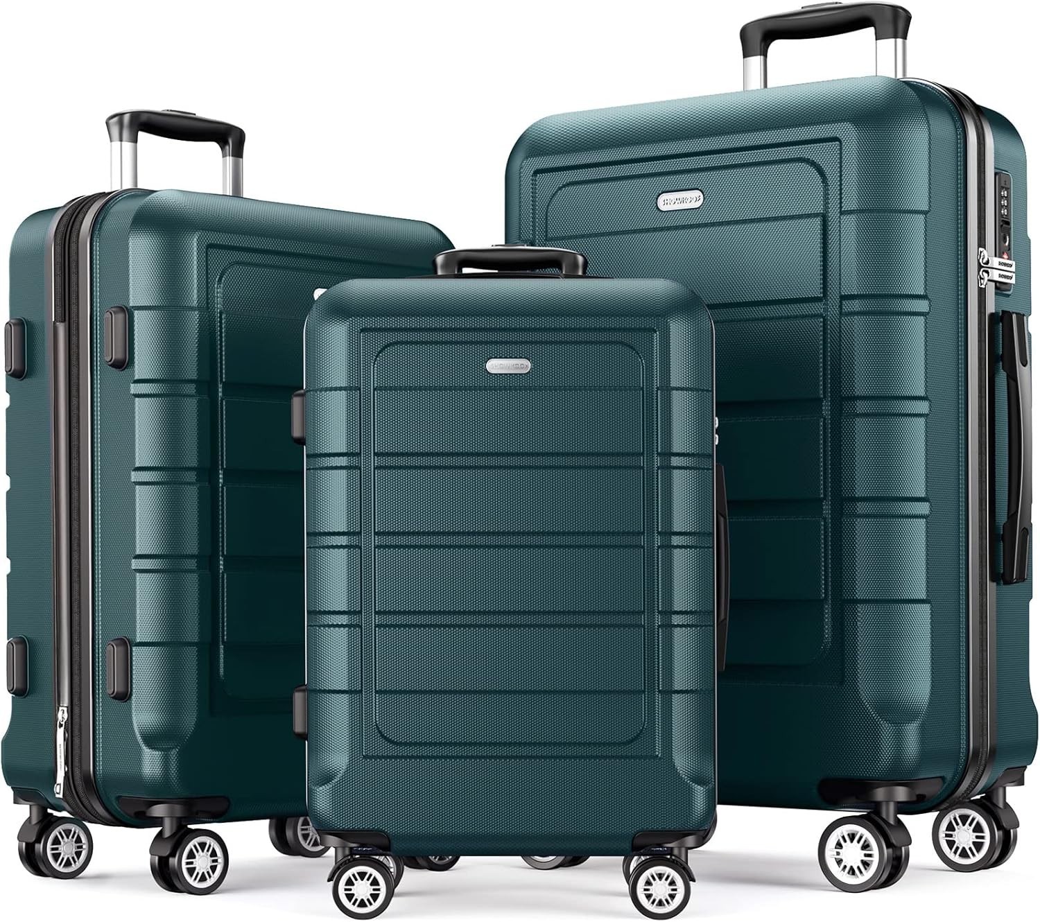 Set Showkoo Expandable Suitcase Spinner Wheels Tsa Lock Green