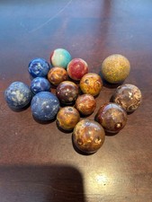 Lot 14 Antique Bennington Pottery Marbles 1880s Clay Commoneys Stone Sodalite