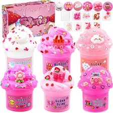 6 Pack Slimes, Toys for Girls,Cloud Slime kit for Boys,Pink Slime for Girls and