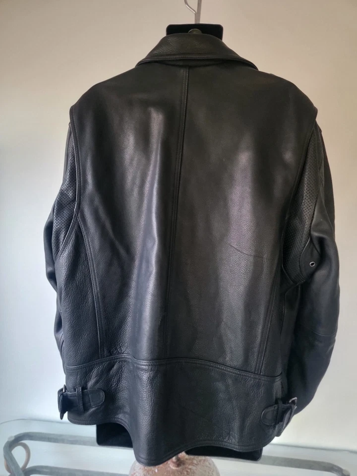 First Classics Men Black Heavy Leather Motorcycle Biker Riding Motto Jacket 3X - Image 4 of 4