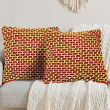 Boho Living Jada Braided Jute/Cotton Pillow Covers in Rust Red Set of 2