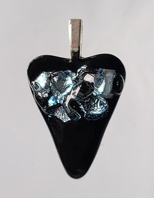 Smaller Handcrafted Fused Glass Textured Chunky Dichroic Glass Heart Pendant