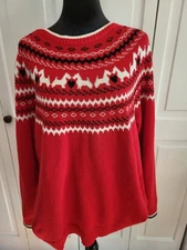 Red Scottish Terrier Fair Isle Christmas Sweater Charter Club 2X Festive Preppy