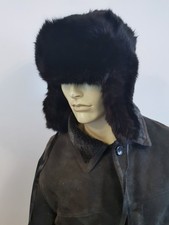 EXTRA THICK real CONEY RABBIT  trapper ushanka  aviator FULL FUR hat size M 56cm