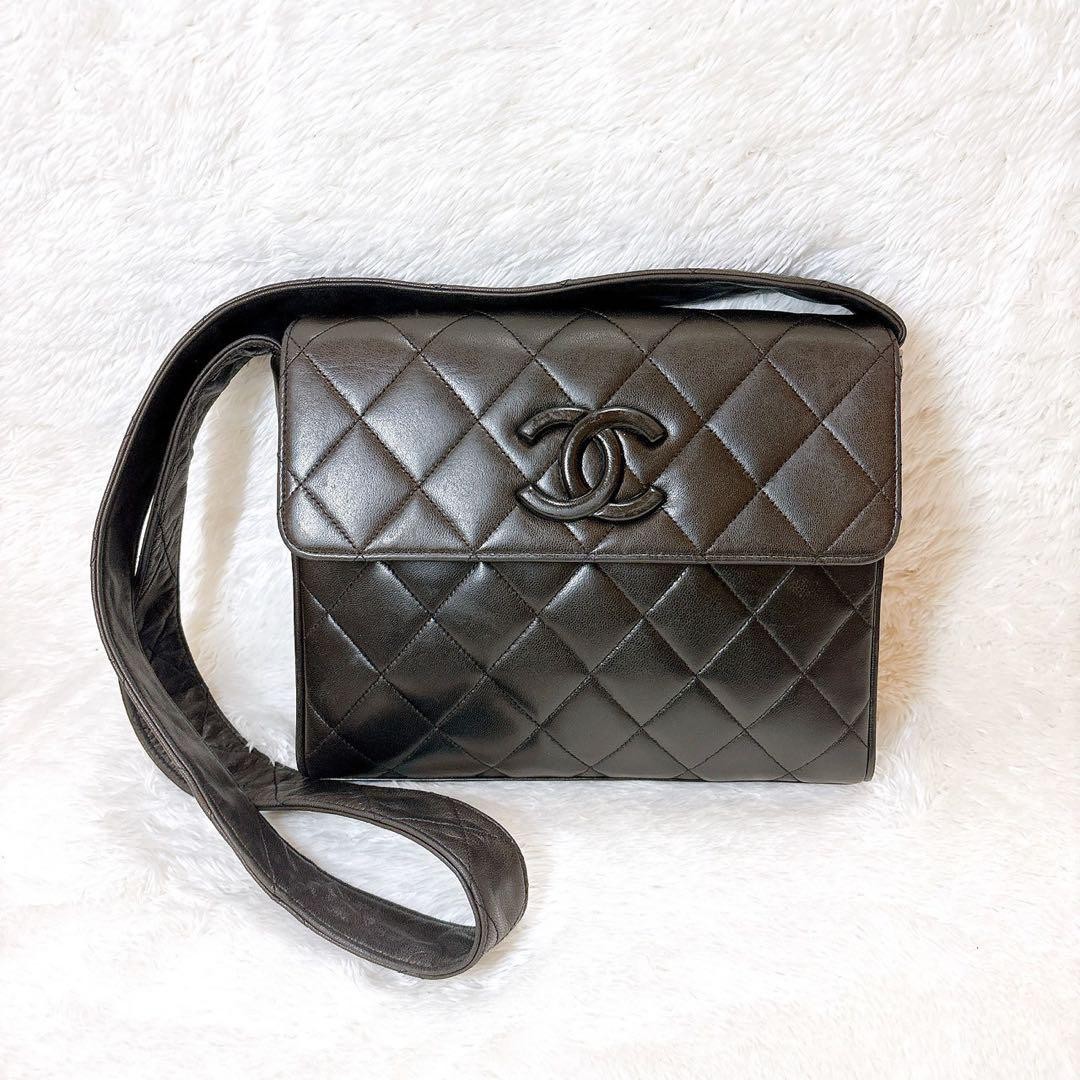 Chanel Shoulder Bag Matelasse Coco Mark Black