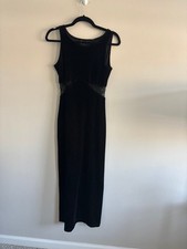 All That Jazz Black Velvet Maxi Dress Small Sheer Mesh Cutout Formal Evening