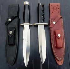 CUSTOM HANDMADE D2 STEEL HUNTING DAGGER & BOWIE KNIFE SET MICARTA HANDLE+SHEATH