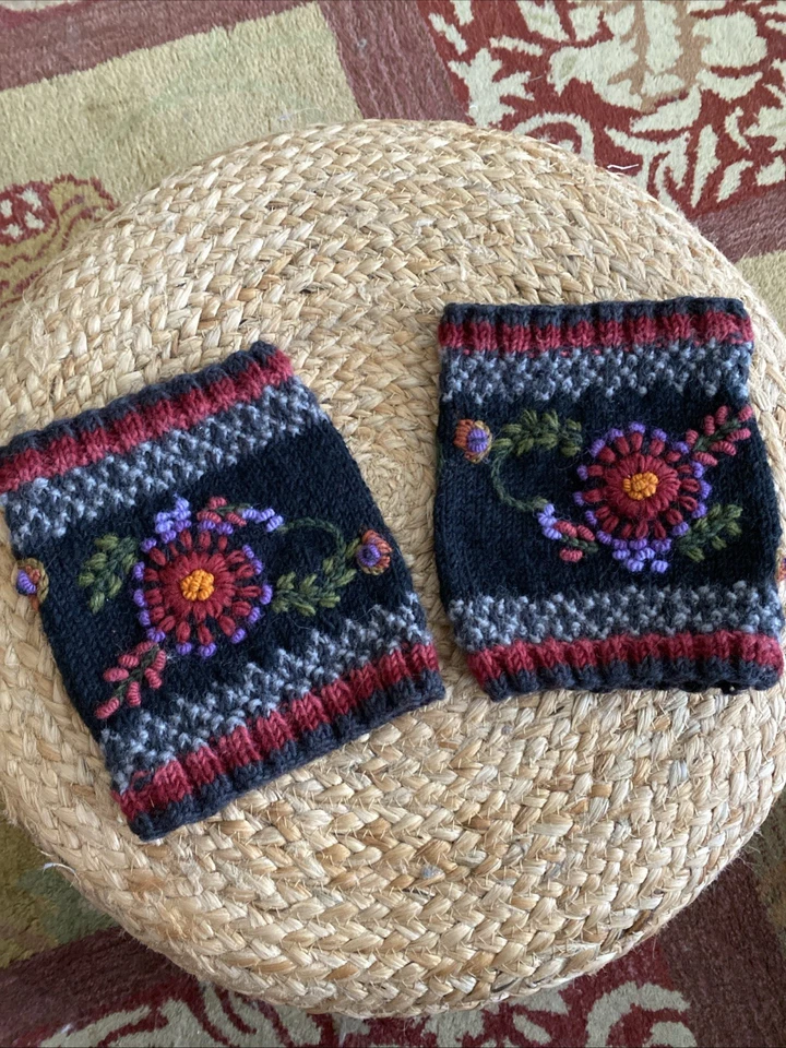 Puños de botas Lost Horizons 100 % lana para mujer color marrón Nepal Foto 2 de 4