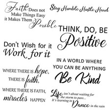 5 Sheets Inspirational Quotes Wall Decals Peel and Stick Vinyl Quotes Stickers