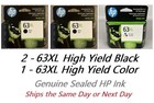 3 oryginalne fabrycznie zapieczętowane wkłady atramentowe HP 63XL czarne i kolorowe Hi Yld 2023-24