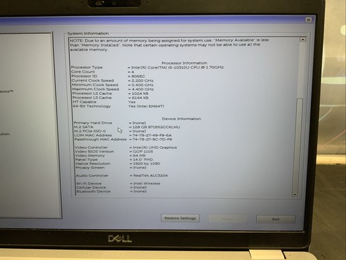 Dell Latitude 5410 i5 10th 16GB RAM Win 11 128GB SSD Laptop Notebook PC U20C - Picture 10 of 18