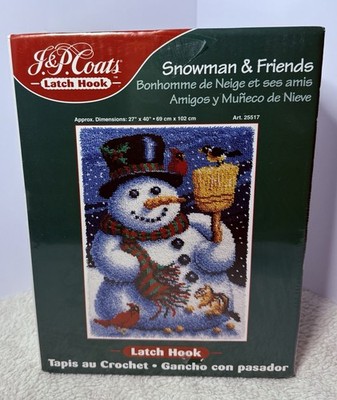 JP Coats Snowman & Friends Latch Hook Rug Kit Christmas 27''x40'' 25517 NEW 1998
