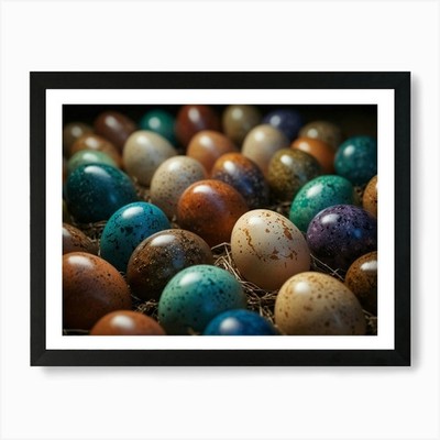 Ostereier auf Display Kunstdruck gerahmt Wandbild Poster Leinwanddruck Bild