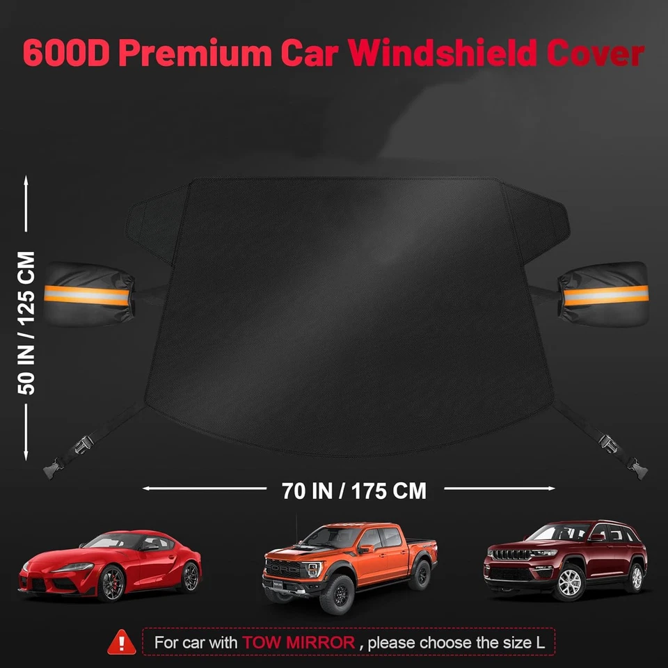 Cubierta de nieve para parabrisas para Chevy Silverado protector contra hielo escarcha con cubierta de espejo lateral Foto 3 de 4