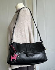 Radley Black Leather Shoulder Tote Bag With Dog Tag Excellent Inside and Out