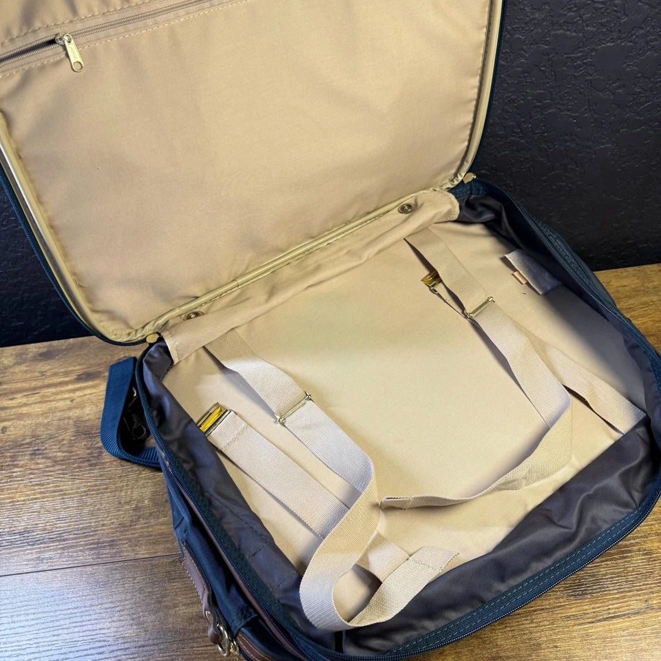 Maletín de mano de cuero nailon azul marino Lark vintage equipaje de viaje Foto 4 de 4