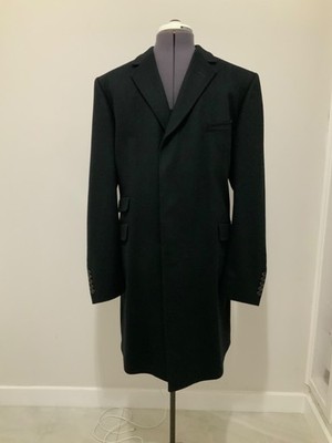 AUTHENTIC GUCCI MENS BLACK 100% WOOL OVER COAT SIZE 54R XL MADE IN SWITZERLAND