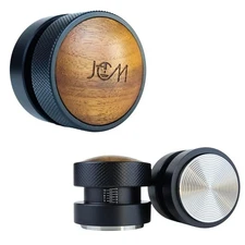 53mm Espresso Tamper Adjustable Height for 54mm Portafilters Walnut Wood Cap