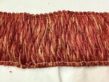 NOS Decorative BRUSH FRINGE 3" Burgundy Gold Drapery Fabric Trim 4 yards