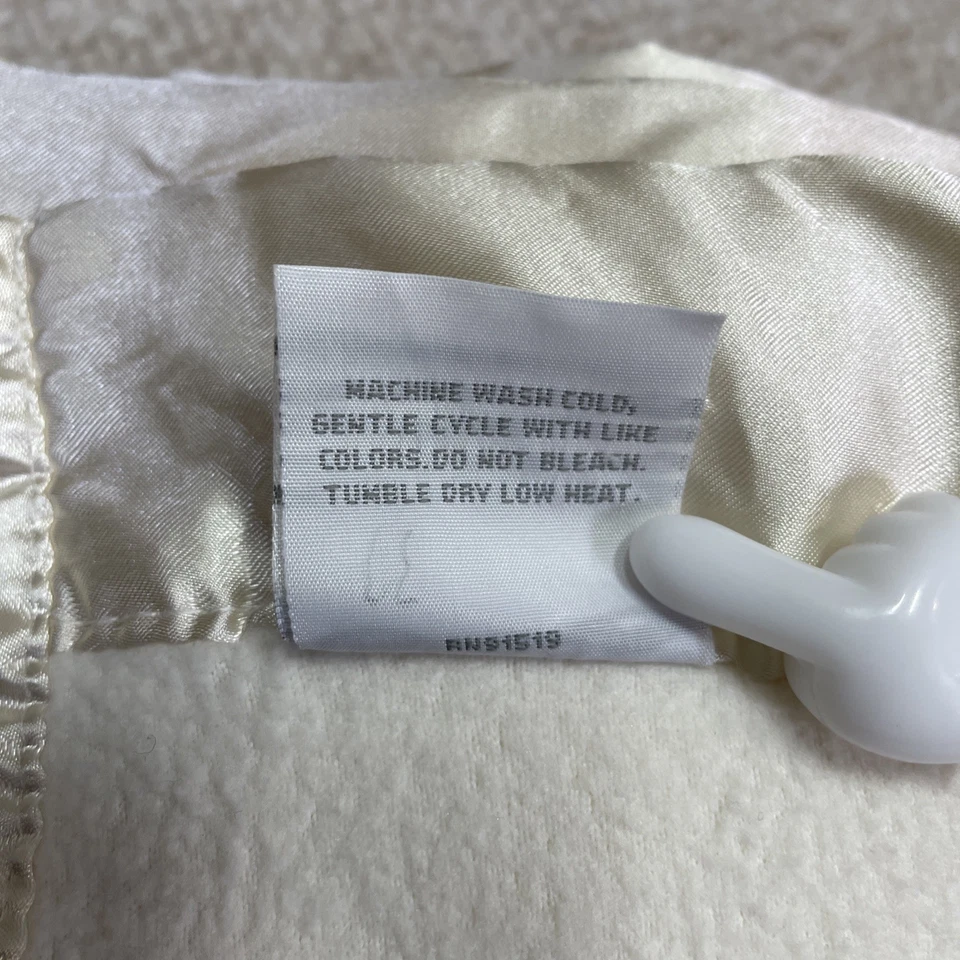 Charter Club Queen / King Size 90" x 106” Fleece Plush Blanket Satin Trim~ Cream - Image 4 of 4