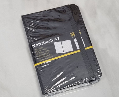 Notizbuch A7 liniert 192 Seiten Schwarz Gummiband idn Pocket Hardcover Notizen