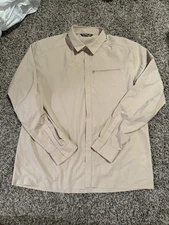 Arcteryx Skyline LS Shirt Mens XL Beige Long Sleeve Snap Buttons Hiking