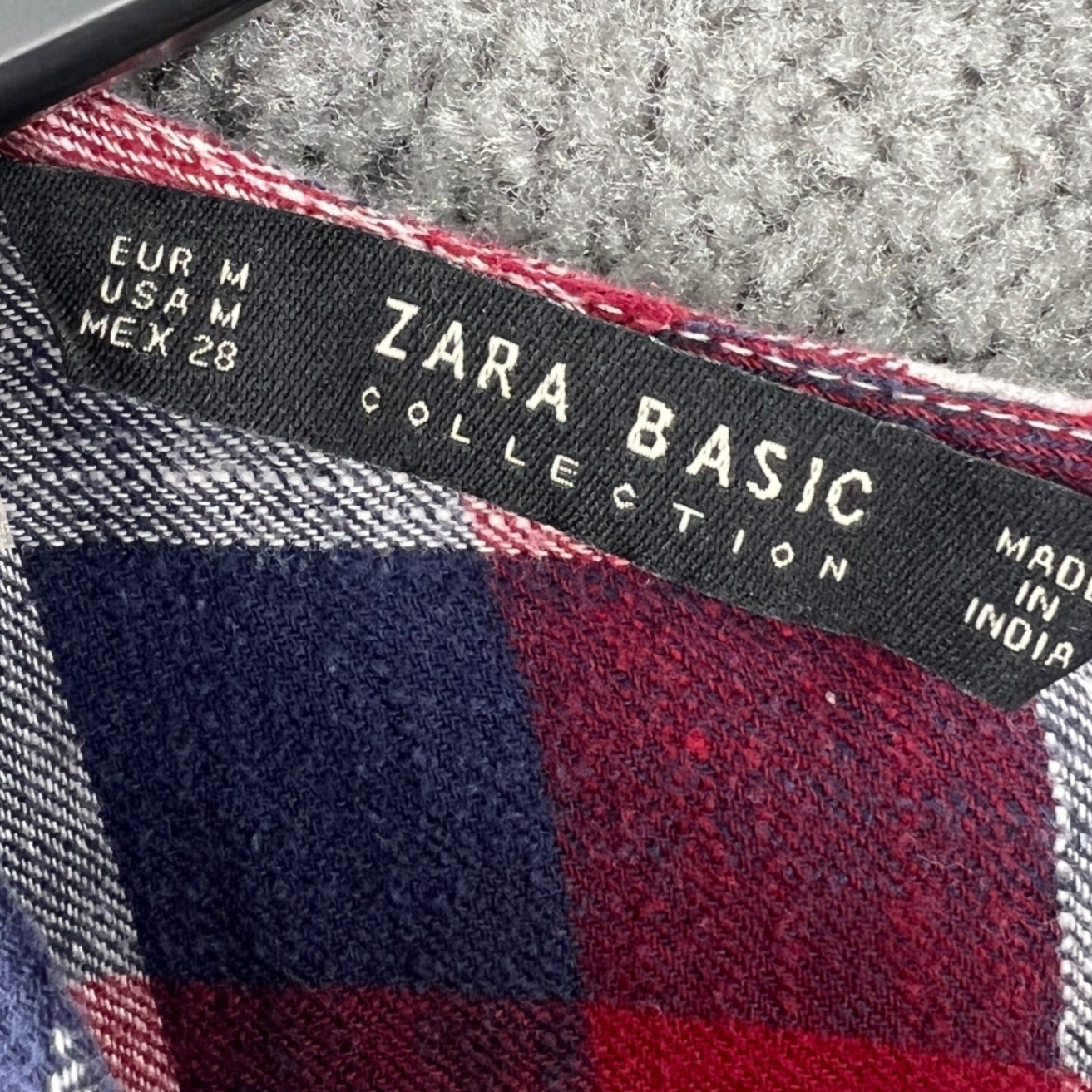 Zara Basic Americana Plaid Button Back Short Slee… - image 4