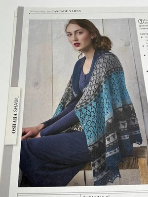 Oshara Shawl 65" Wide 26" Deep Knitting Pattern Magazine Pages - Image 1 of 3