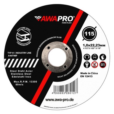AWAPRO  Trennscheiben Metall Ø 115/125 x 1mm extra dünne Flexscheibe Edelstahl