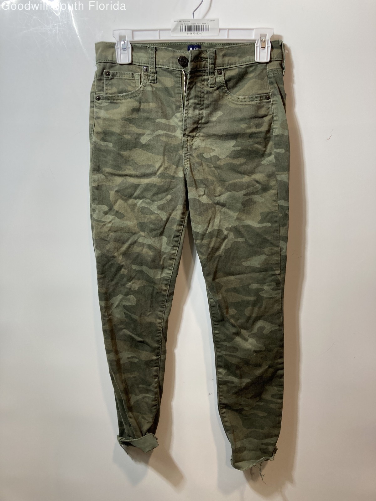 Gap Womens Green Camouflage Pockets Denim True Skinny Leg Jeans Size 27