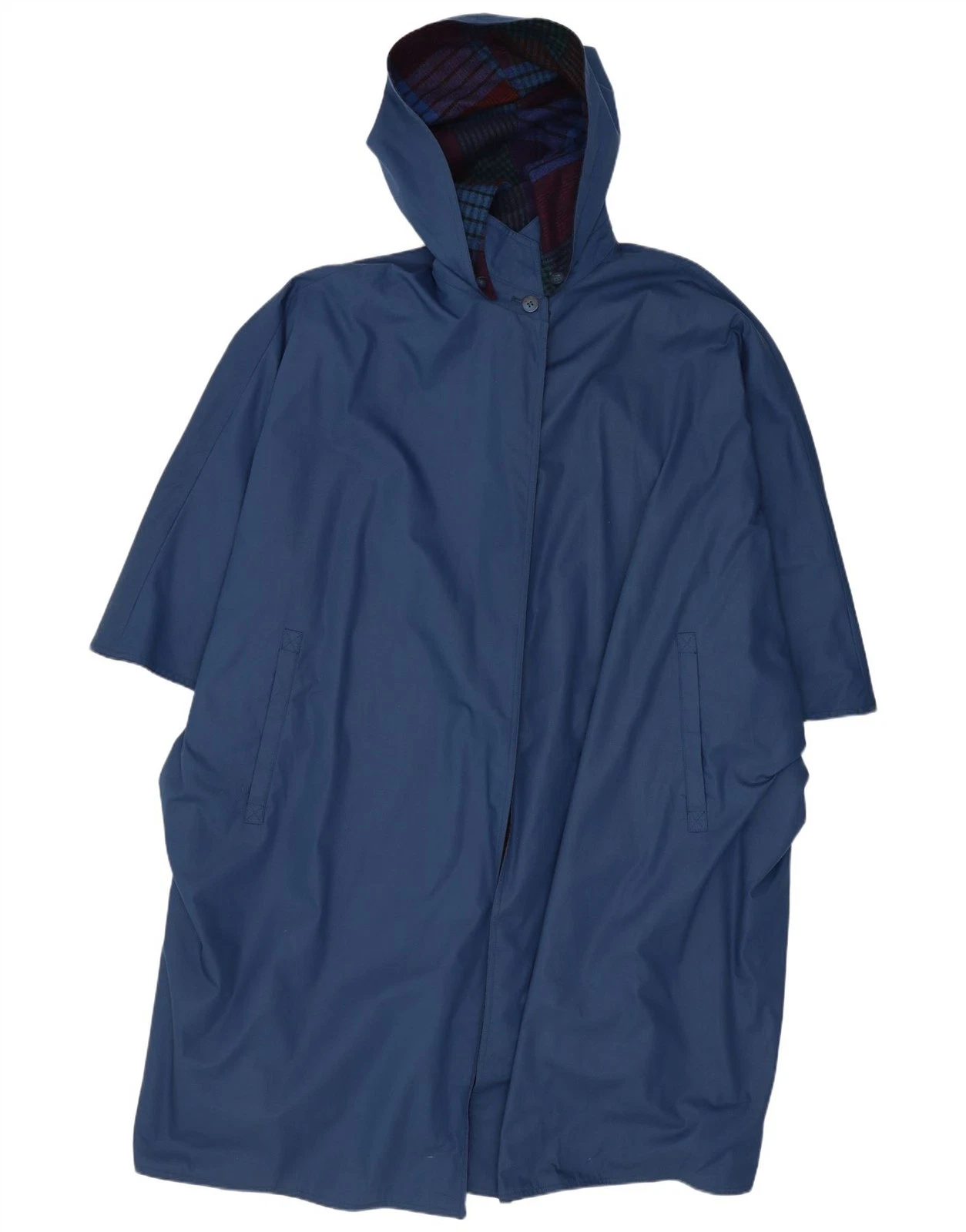 Vintage Womens Hooded Poncho Coat IT 48 XL Navy Blue AE11